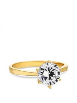 image of Simply Silver 14Ct Gold Plated Sterling Silver Round Solitaire Sized Ring