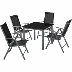 image of Tectake Garden Table And Chairs Furniture Set 4+1 Grey