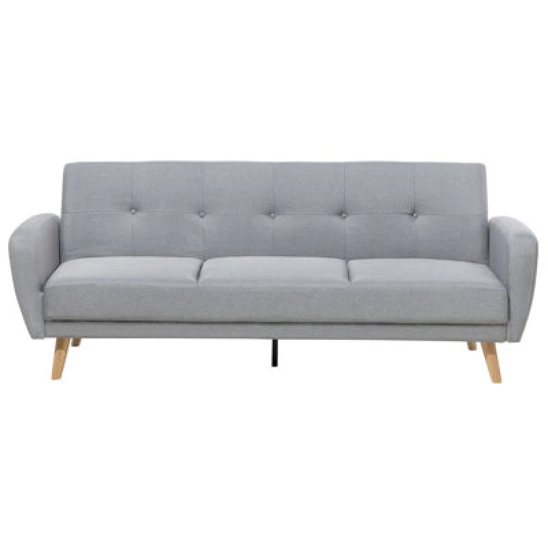 Image of Beliani Sofa Bed 3 Seater Florli Fabric Light Grey