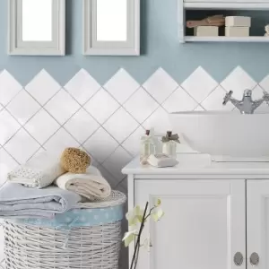 Image of White Shaded Effect Wall Tile 13.2 x 13.2cm - Sombra