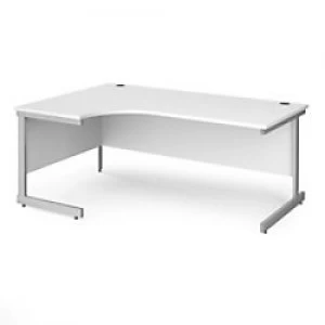 image of Dams International Left Hand Ergonomic Desk with White MFC Top and Silver Frame Cantilever Legs Contract 25 1800 x 1200 x 725 mm