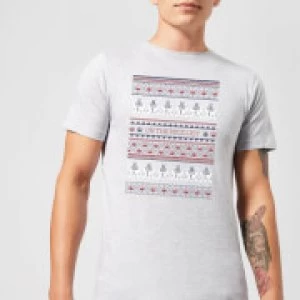 Image of Star Wars On The Nice List Pattern Mens Christmas T-Shirt - Grey - 3XL