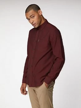 Image of Ben Sherman Long Sleeve Oxford Shirt- Brown, Size L, Men
