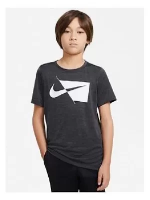 Image of Nike Boys Nk Dry Hbr Ss Top, Black/White, Size M=10-12 Years