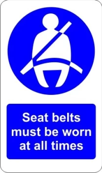 image of Indoor Vinyl Sticker Seatbelt Must Be Worn At All Times CASTLE PROMOTIONS V562