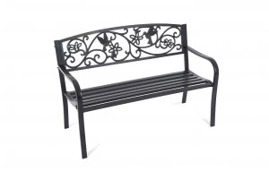 image of Greenhurst 2 Seater Metal Garden Bench - Black