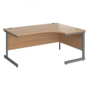 Image of Right Hand Ergonomic Desk with Beech Coloured MFC Top and Graphite Frame Cantilever Legs Contract 25 1600 x 1200 x 725 mm