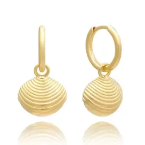 image of Rachel Jackson London Gold Plated Shell Drop Huggie Hoop Earrings