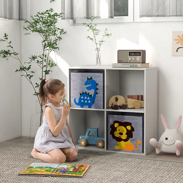 Image of ZONEKIZ Children Storage Boxes with Two Non-Woven Fabric Drawers - White White