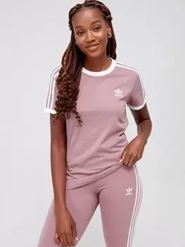 Image of adidas Originals 3 Stripes Tee - Light Red, Light Red, Size 8, Women
