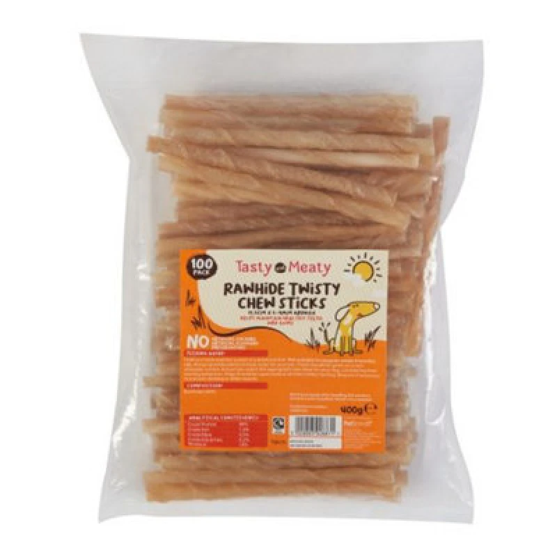 Image of Tasty & Meaty Rawhide Chew Twist 100 Pack