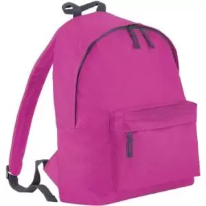 Image of Beechfield - Childrens Junior Fashion Backpack Bags / Rucksack / School (One Size) (Fuchsia/ Graphite Grey)