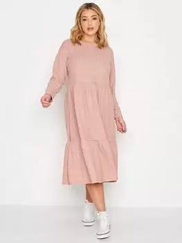 Image of Yours Ribbed Midi Dress - Pink, Size 18, Women