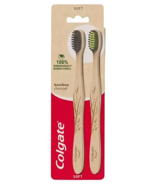 image of Colgate Bamboo Charcoal Soft Toothbrush 2Pcs