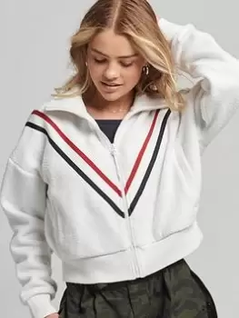 Image of Superdry Vintage Chevron Polar Fleece - White, Size 10, Women