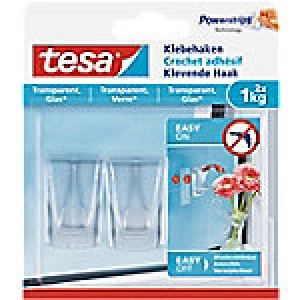 Image of tesa Adhesive Hook Powerstrips Transparent Pack of 2