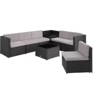 image of Tectake Verona Rattan Garden Sofa Set - Black