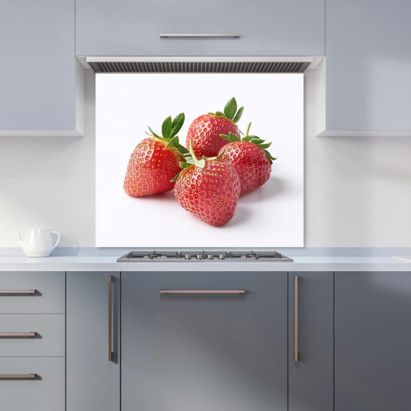 Image of Warren Reed - Designer Cluster of Fresh Strawberries Kitchen Splashback Size: 600mm x 750mm Multicolor Unisex 600mm x 750mm