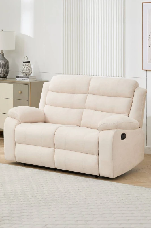Image of More4Homes Boston 2 Seater Fabric Manual Recliner Sofa (Beige)