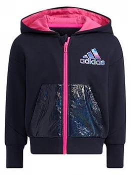 image of adidas Kids Girls French Terry Knit Jacket - Navy, Size 18-24 Months, Women