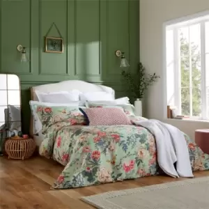 Image of Sanderson Emperor Peony Cotton Sateen Duvet Cover - Green