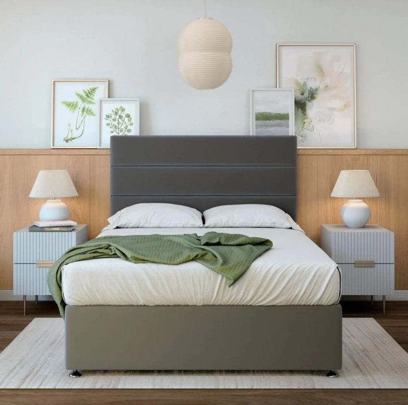 Image of Bedmaster Bedmaster Memory Maestro Memory Foam Plush Velvet Divan Set in Grey Size: Super King Grey Super King Unisex 9507469251963