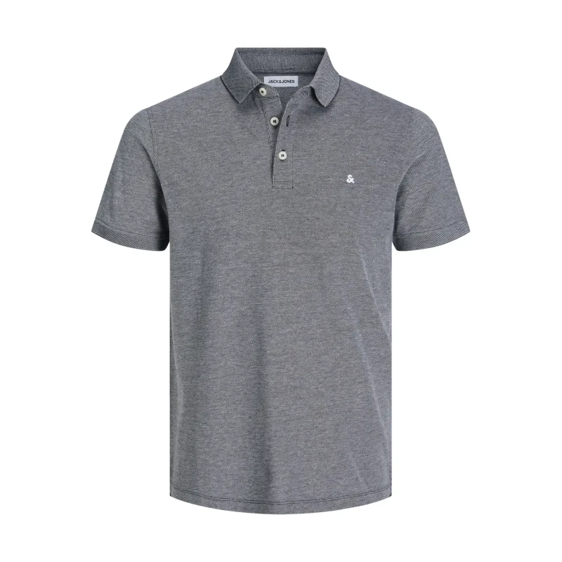 Image of Jack and Jones Paulos Tipped Pique Short Sleeve Polo Shirt - Grey Grey S
