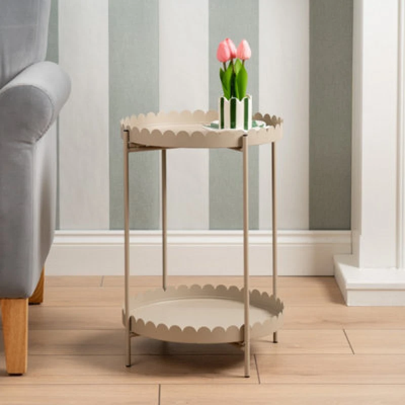 Image of SO'HOME Marcie Round Scalloped Edge Side Table Almond ONE SIZE