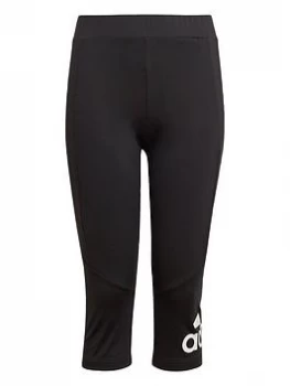 Image of adidas Girls Junior Three-Quarter Tight - Black, Size 4-5 Years, Women