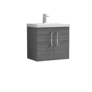 image of Nuie Arno 600mm Wall Hung 2 Door Vanity & Basin 1 Anthracite