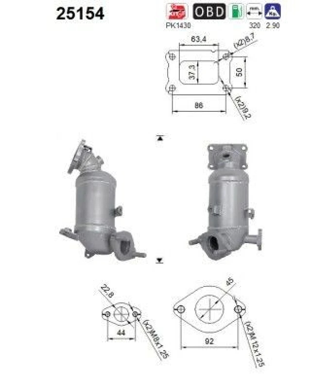 Image of AS Catalytic converter AS 25154
