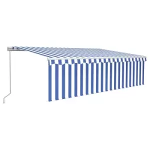 Image of Vidaxl Manual Retractable Awning With Blind 5X3M Blue & White