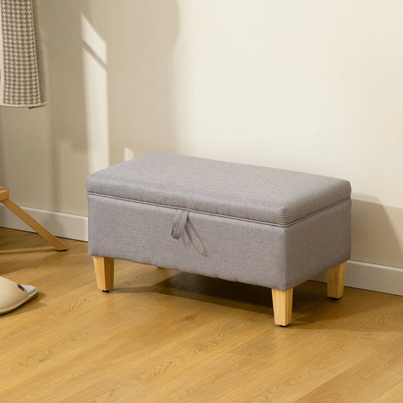 Image of HOMCOM HOMCOM Linen Storage Ottoman for Storage Box, Bed End, Shoe Bench, Seating in Light Grey Light Grey One Size Unisex 5063603058019