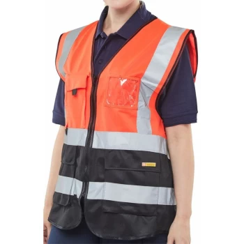 Image of TWO TONE EXECUTIVE WAISTCOAT RED/BLACK XS - B-seen Hv Vests&jerkins