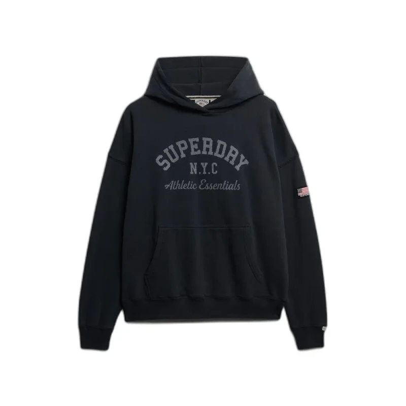 Image of Superdry Athletic Essentials Relaxed Hoodie, Blue, Size 12, Women Blue WXZG4 Female 12