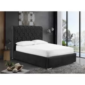 Image of Meripa Bed Small Double Plush Velvet Black
