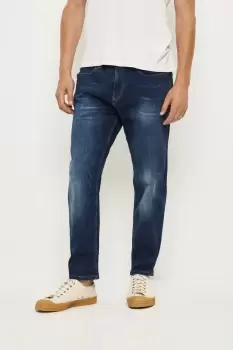 image of Mens Tapered Mid Blue Jeans