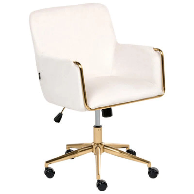 Image of Beliani Desk Chair Altona Velvet Off-White