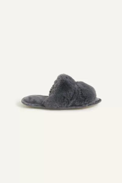 image of Faux Fur Double Band Sliders