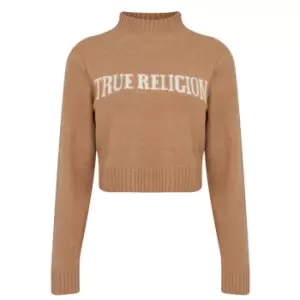 Image of True Religion Logo Crop Sweater - Brown