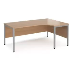 Image of Office Desk Right Hand Corner Desk 1800mm Beech Top With Silver Frame 1200mm Depth Maestro 25 MB18ERSB