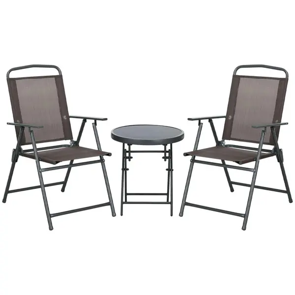 Image of Patio Bistro Set Folding Chairs & Coffee Table for Balcony