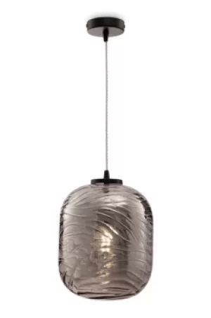 image of Modern Dunas Matt Black Dome Pendant Ceiling Light Glass Shade