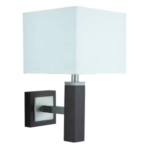 Image of 1 Light Indoor Wall Lamp Satin Silver, Wood, E14