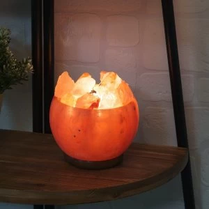 Himalayan Rock Salt Fire Effect Basket Lamp UK Plug