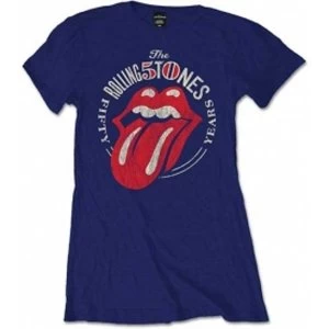 Image of Rolling Stones 50th Anni Vintage Navy Ladies TS: Large