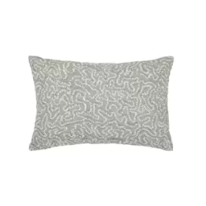 image of Zoffany Maze Coral Embroidered Cushion 60cm x 40cm, Silver