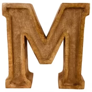 image of Letter M Hand Carved Wooden Embossed