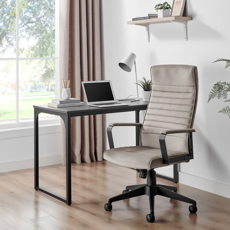 Image of FurnitureboxUK FurnitureboxUK Centro Cappuccino Beige Velvet Office Chair Beige One Size Unisex 5056657198640