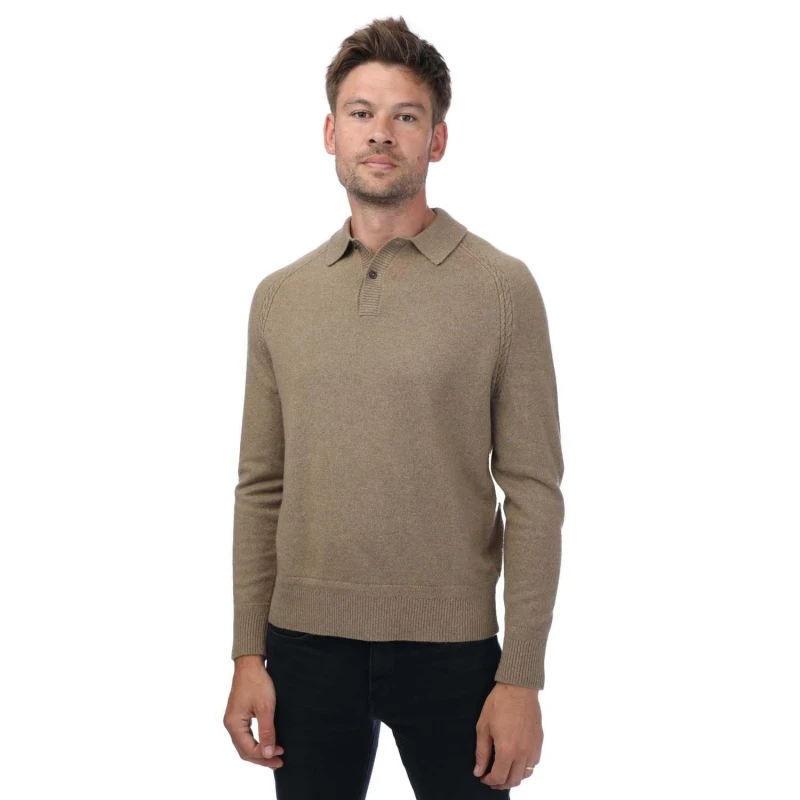 Image of Ted Baker Karolt Cashmere Cable Textured Polo - Brown Brown S